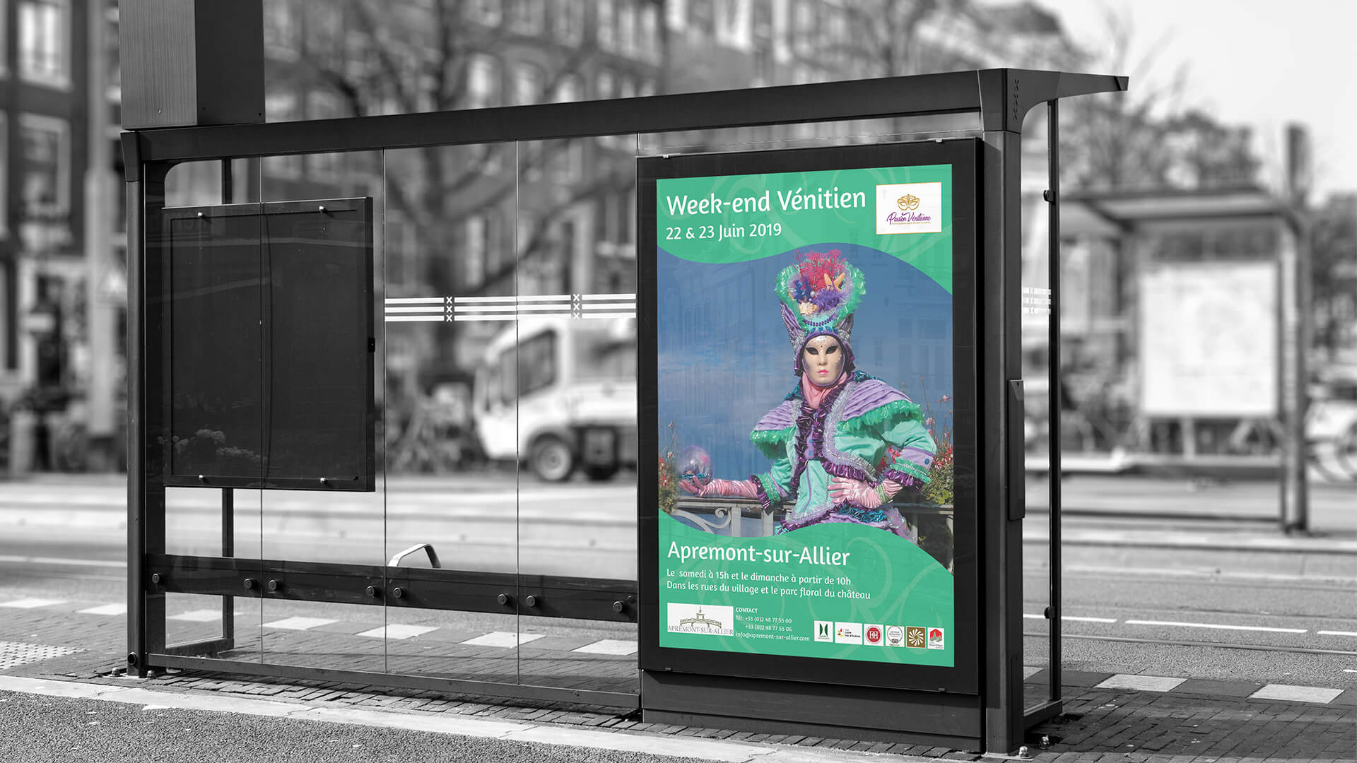 Affiche évènementielle pour une parade organisée par Passion Vénitienne